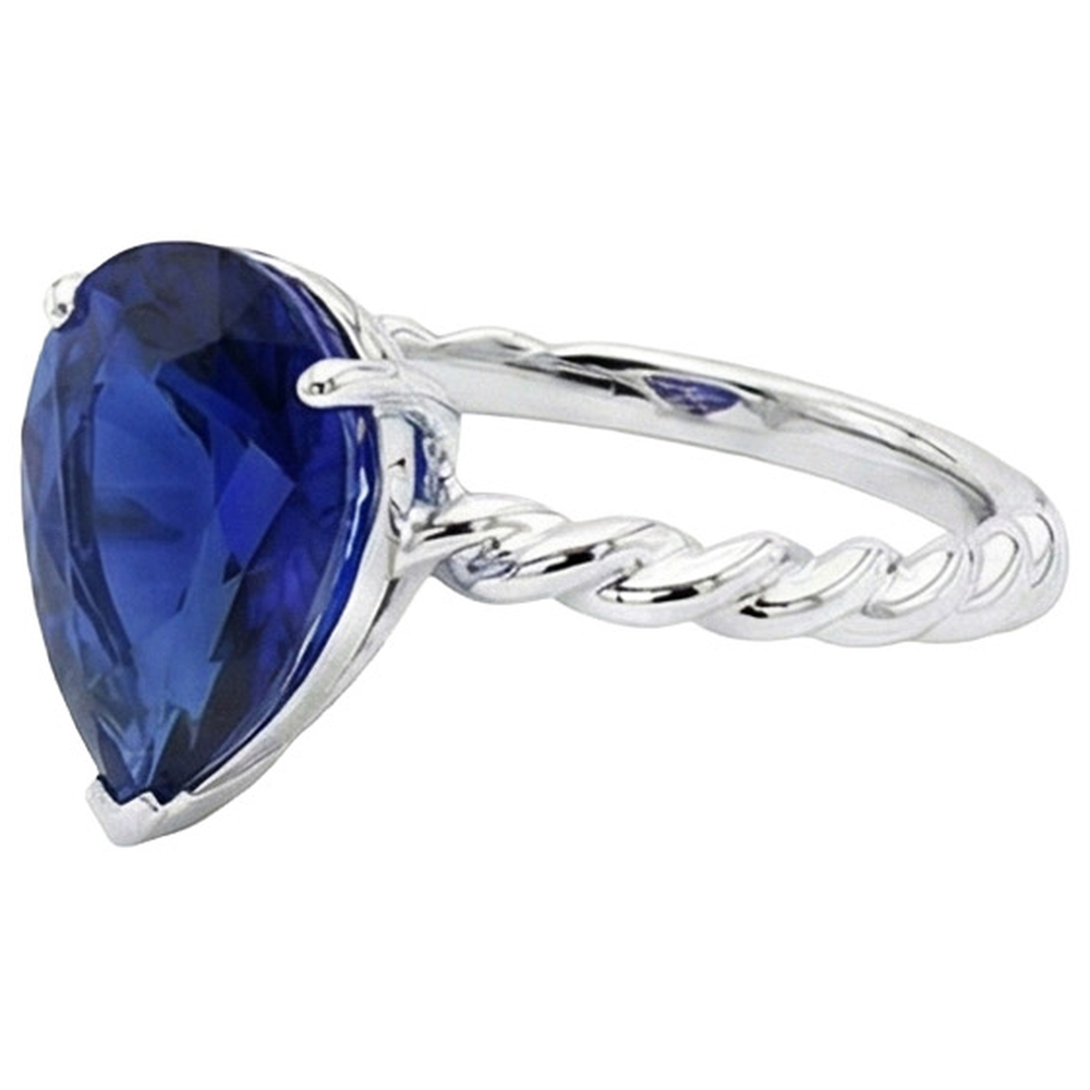 Pear Solitaire Sri Lankan Sapphire Ring Twist Style Shank 2.50 Carats