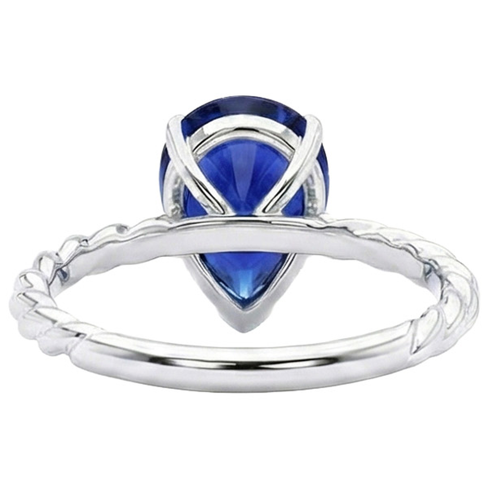 Pear Solitaire Sri Lankan Sapphire Ring Twist Style Shank 2.50 Carats