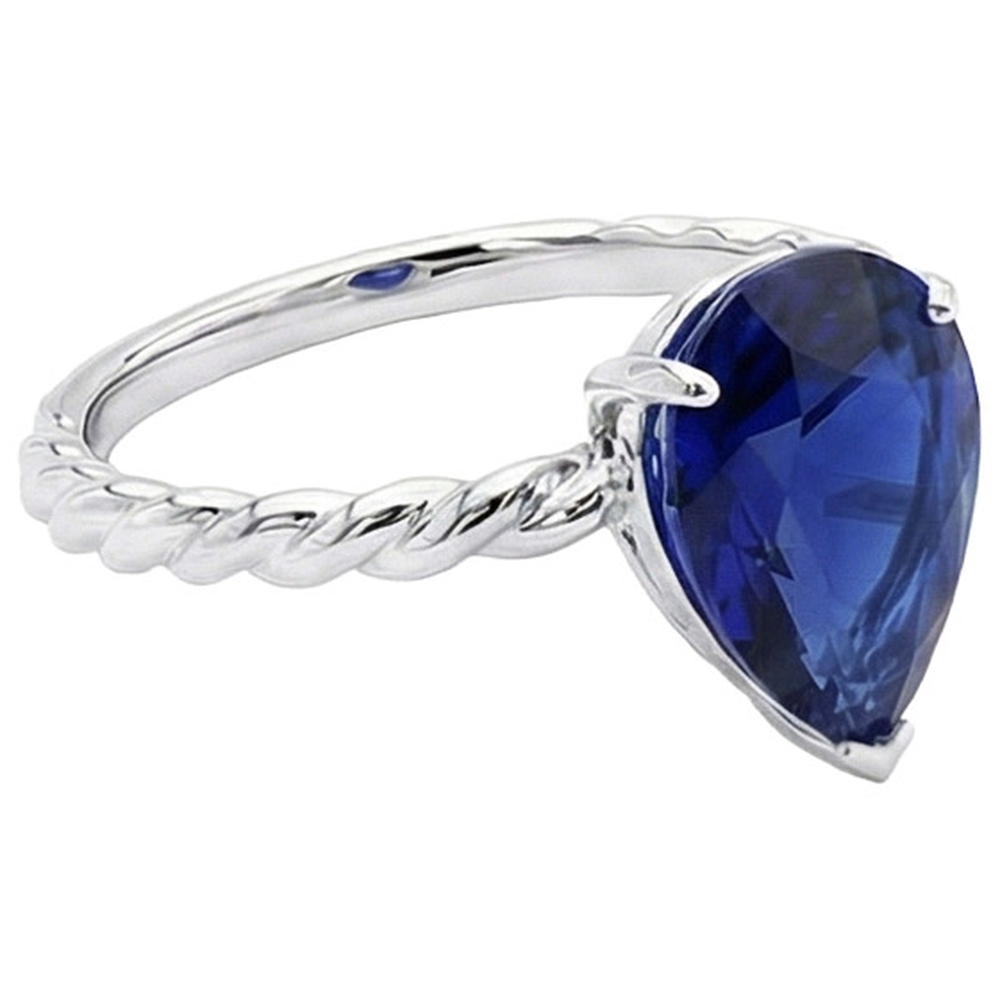 Pear Solitaire Sri Lankan Sapphire Ring Twist Style Shank 2.50 Carats