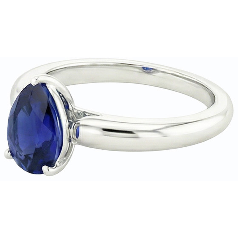Pear Solitaire Srilanka Sapphire Ring 2.50 Carats White Gold 14K