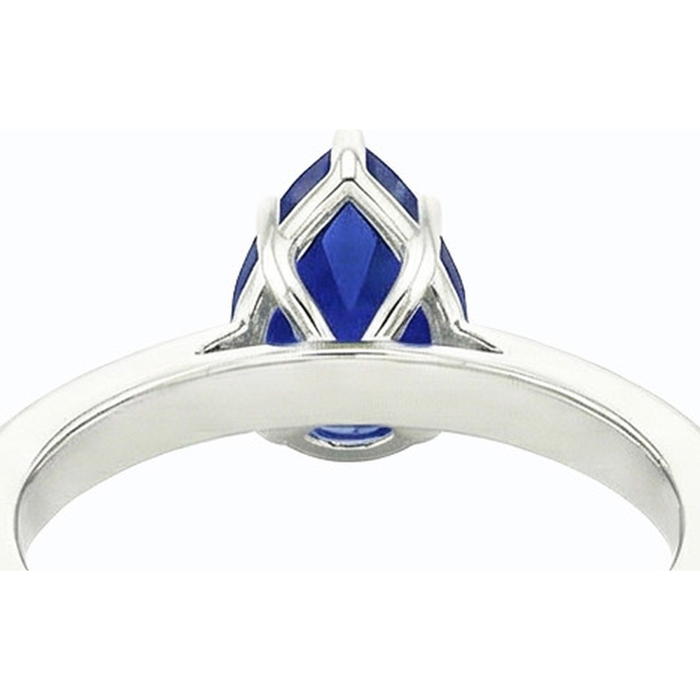 Pear Solitaire Srilanka Sapphire Ring 2.50 Carats White Gold 14K