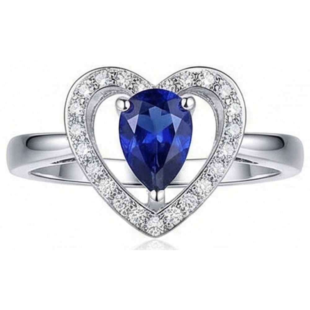 natural round sapphire 2.25ct ring front view