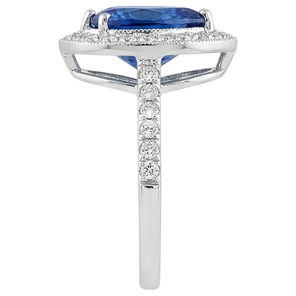 Pear Tanzanite And Natural Earth Mined Diamond ( Not Lab Grown ) Wedding Ring Gold 2.25 Carats Jewelry