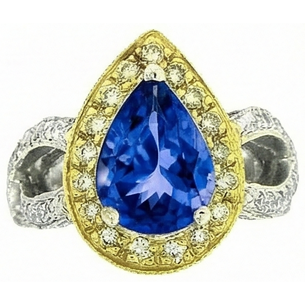 natural round tanzanite 4.51ct ring side angle