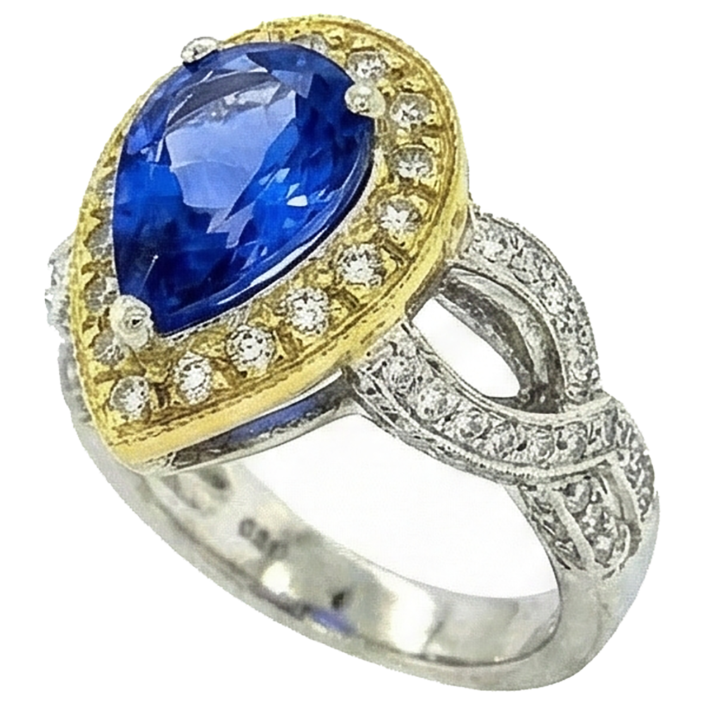 natural round tanzanite 4.51ct ring close up detail