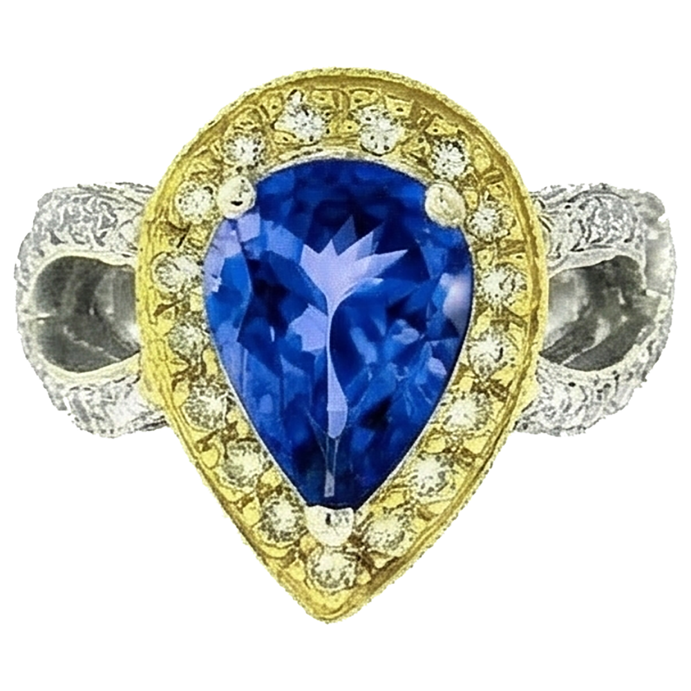 natural round tanzanite 4.51ct ring profile view