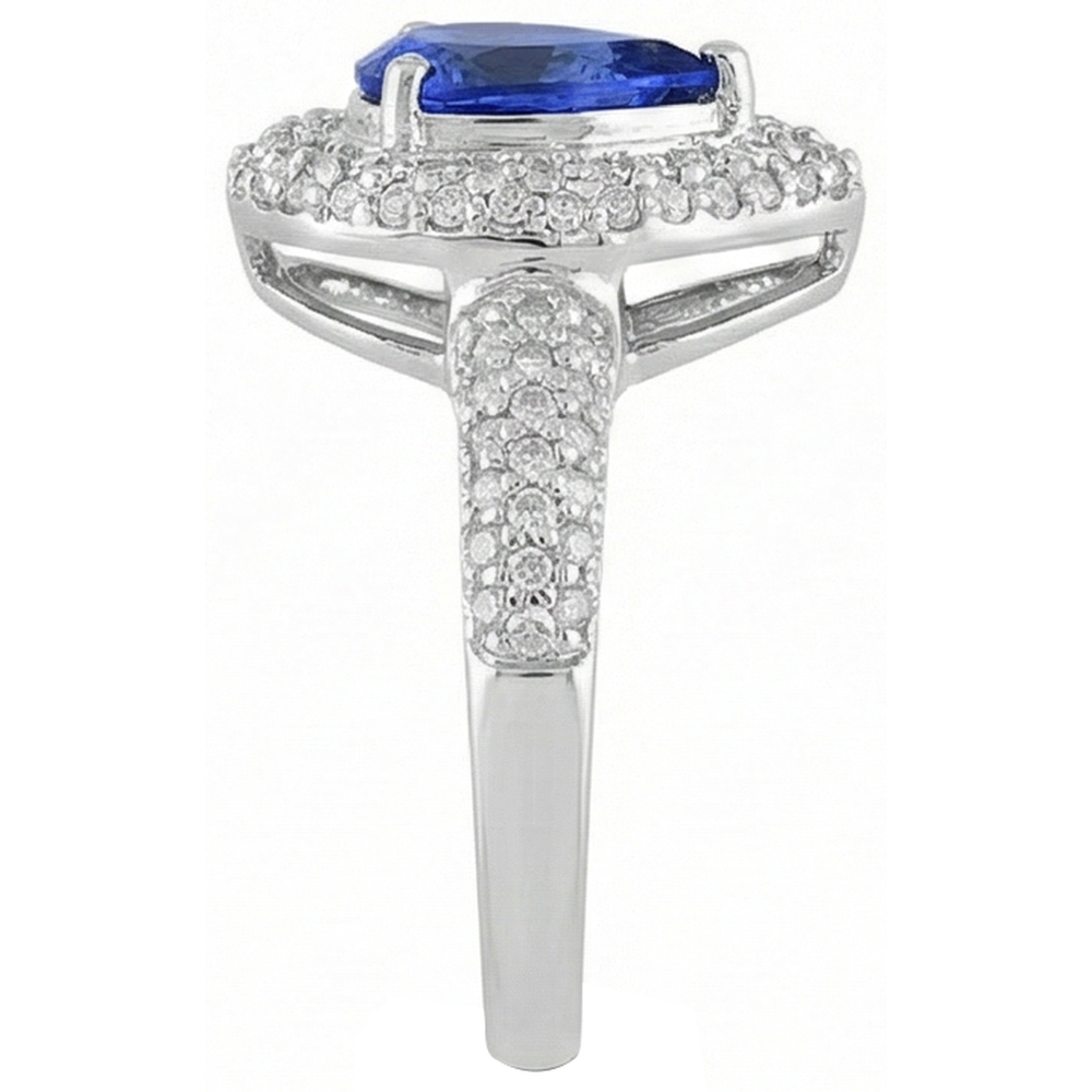 natural round tanzanite 4.40ct ring on white background