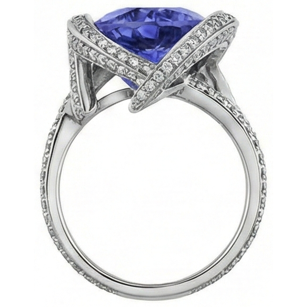 Pear Tanzanite Natural Earth Mined Diamond ( Not Lab Grown )  Ring 5 Carat Gemstone White Gold 14K Jewelry
