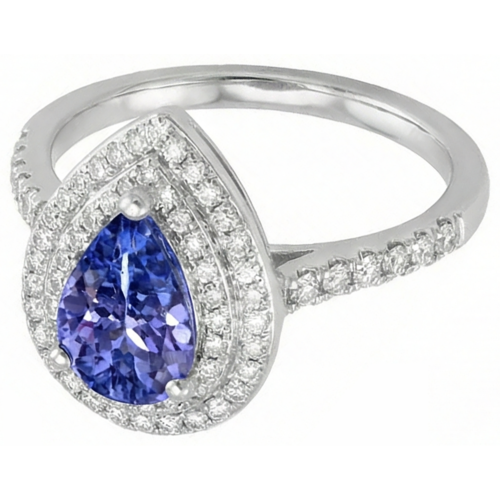 Pear Tanzanite With Natural Earth Mined Diamond ( Not Lab Grown )s 5.25 Ct Wedding Ring White Gold 14K