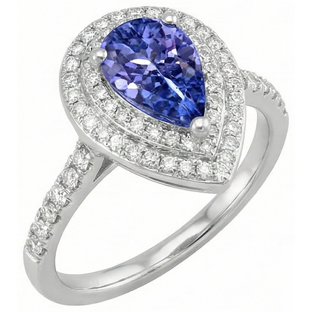Pear Tanzanite With Natural Earth Mined Diamond ( Not Lab Grown )s 5.25 Ct Wedding Ring White Gold 14K