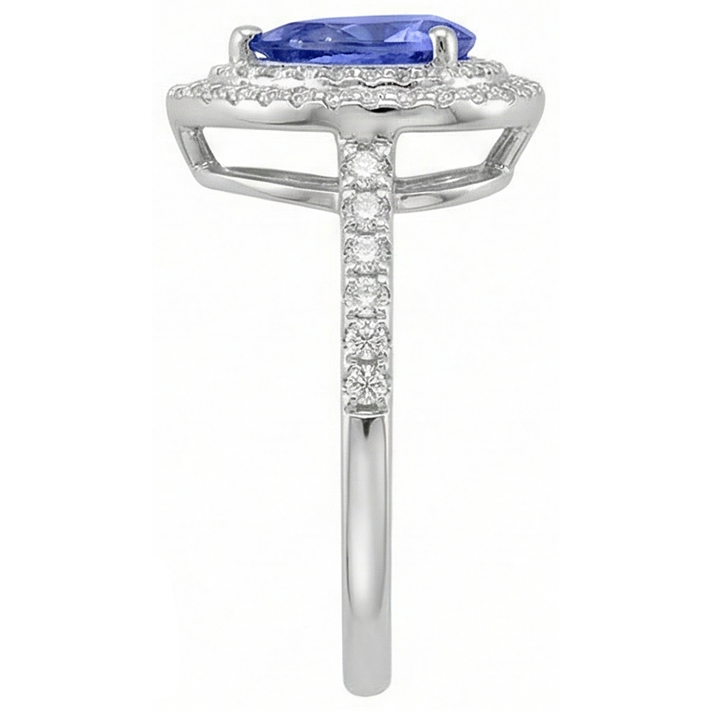 Pear Tanzanite With Natural Earth Mined Diamond ( Not Lab Grown )s 5.25 Ct Wedding Ring White Gold 14K