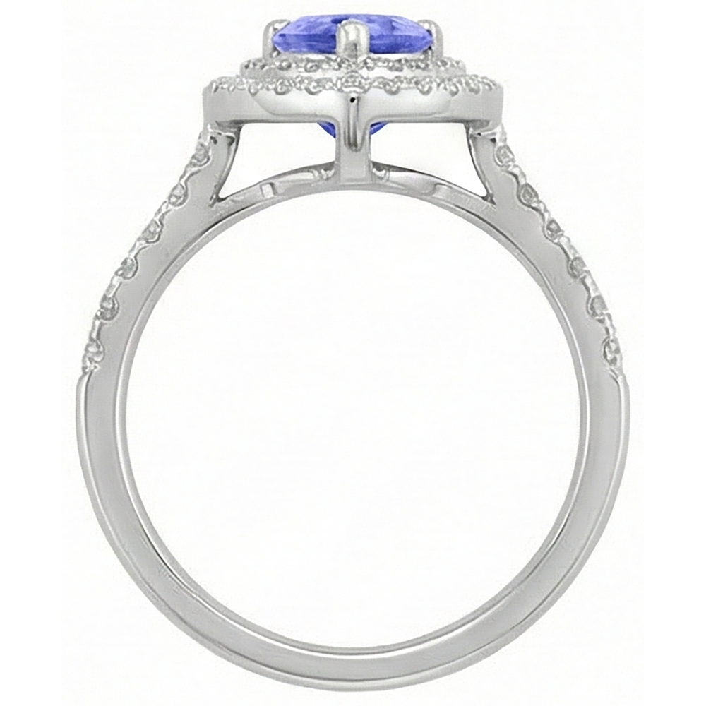 Pear Tanzanite With Natural Earth Mined Diamond ( Not Lab Grown )s 5.25 Ct Wedding Ring White Gold 14K