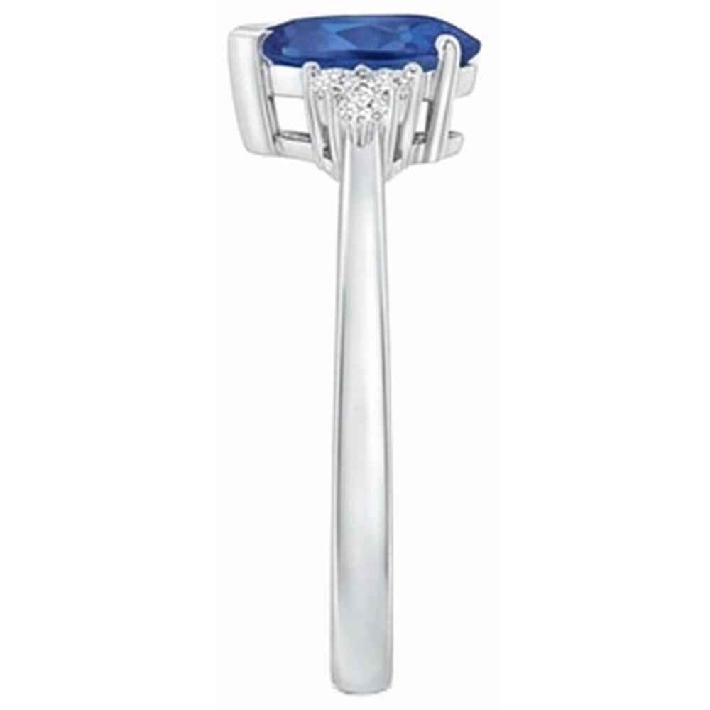 Pear & Round Cut Ceylon Sapphire Natural Earth Mined Diamond ( Not Lab Grown )  Ring 1.85 Ct. White Gold 14K