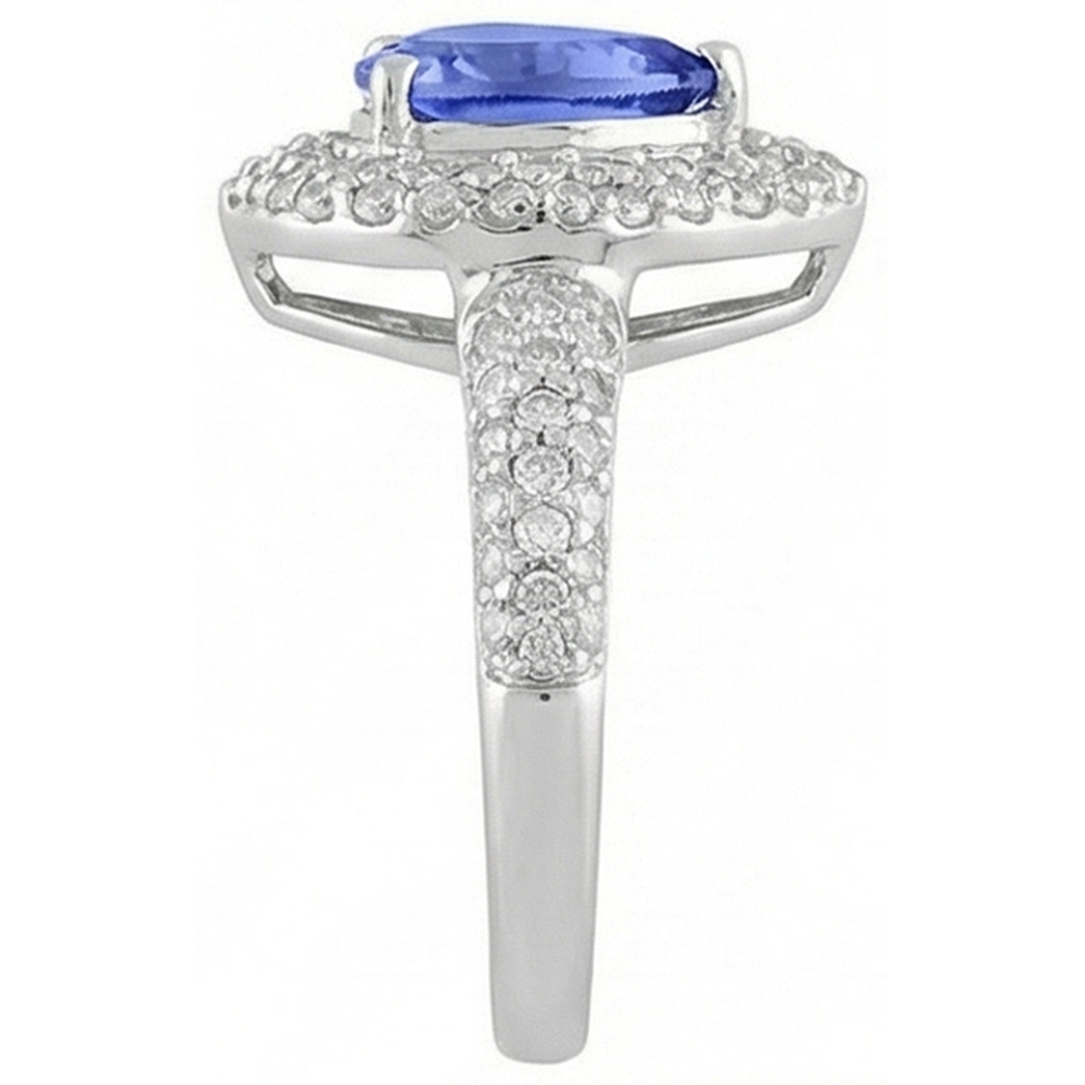 Pear & Round Sri Lankan Blue Sapphire Natural Earth Mined Diamond ( Not Lab Grown )  Ring 4.40 Carat WG 14K