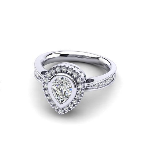 Pear And Round 1.90 Carats Real Diamond Halo Ring White Gold