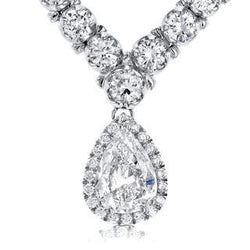 Pear And Round Genuine Diamond Women Necklace Gold Jewelry 27 Ct