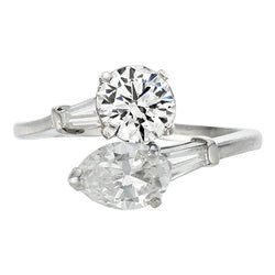 Pear And Round Toi Et Moi Natural Earth Mined Diamond Ring
