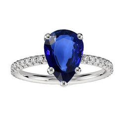 Luxury Royal Blue Sapphire Colored Stone Ring – 2 ct 14K White