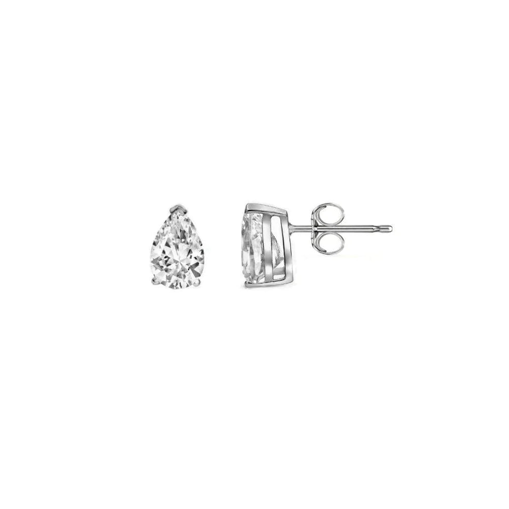 Pear Cut 3.40 Carats Real Diamonds Studs Earrings White Gold