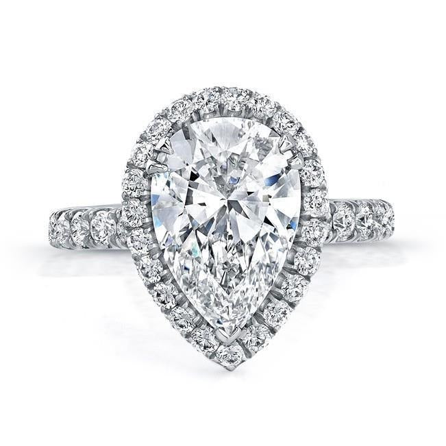 Pear Cut Genuine Halo Diamond Ring 3.75 Carats Jewelry