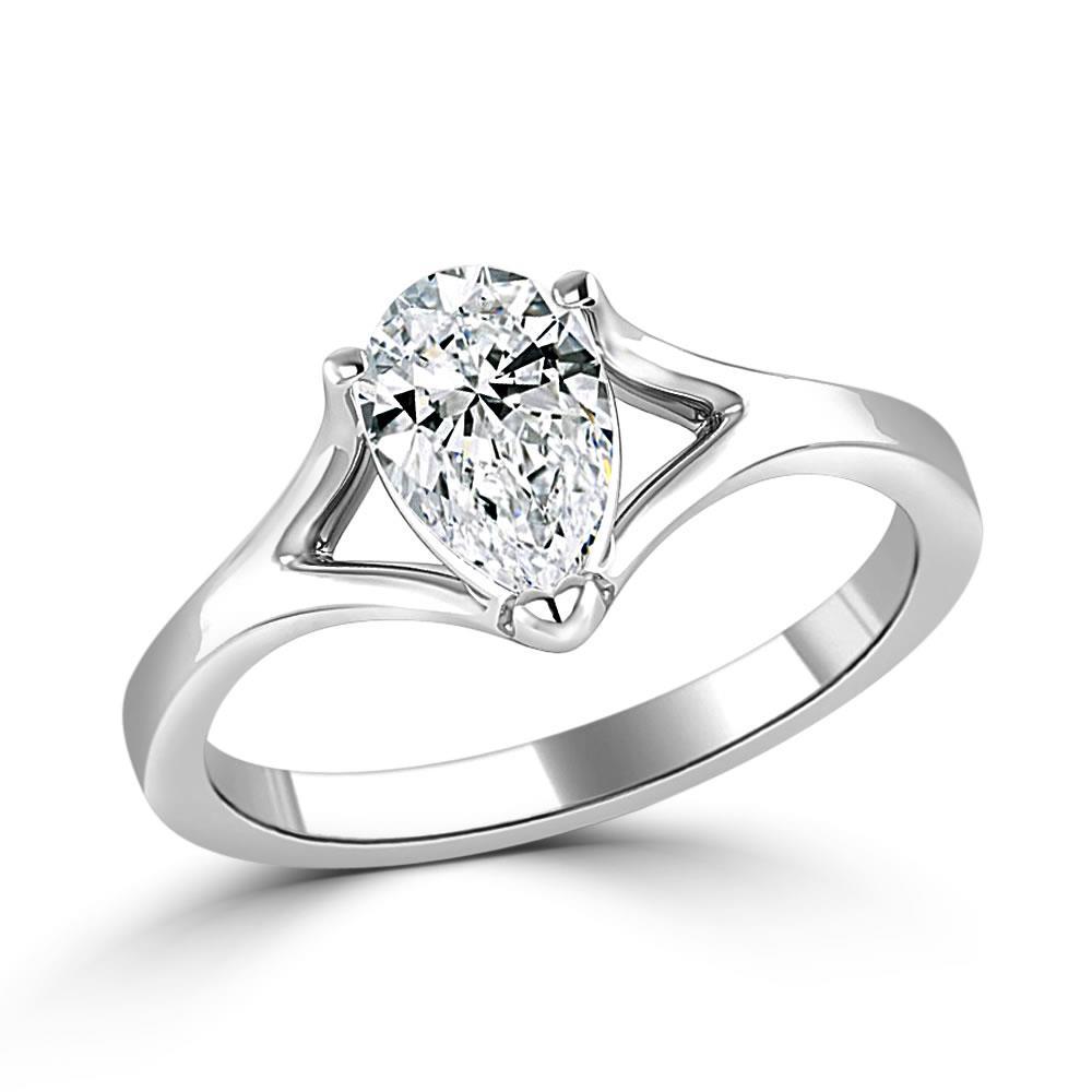 Pear Cut Solitaire 2 Ct Solitaire Natural Diamond Engagement Ring White Gold