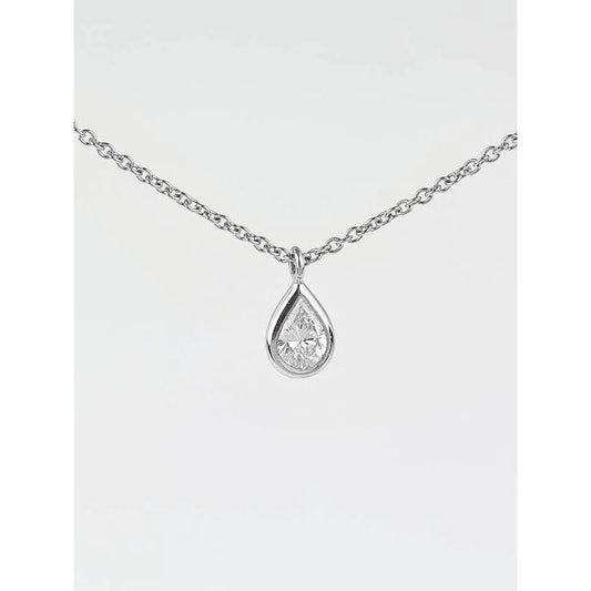 Pear Cut Solitaire Sparkling Real Diamond Pendant 1.25 Carats Necklace