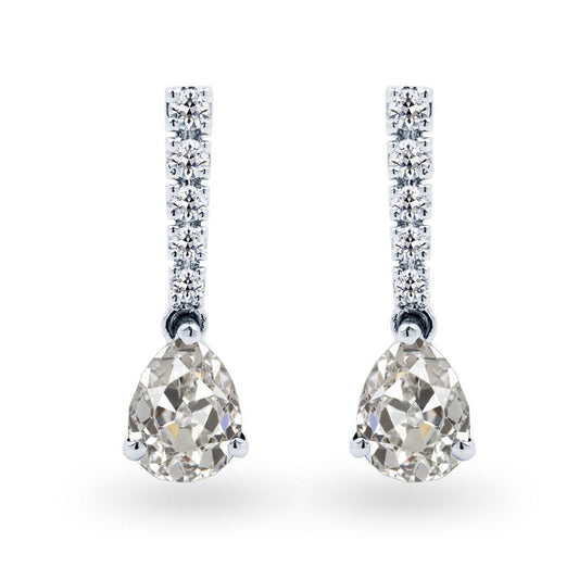 Diamond Antique Cushion Stud Earrings in 14K White Gold – main view