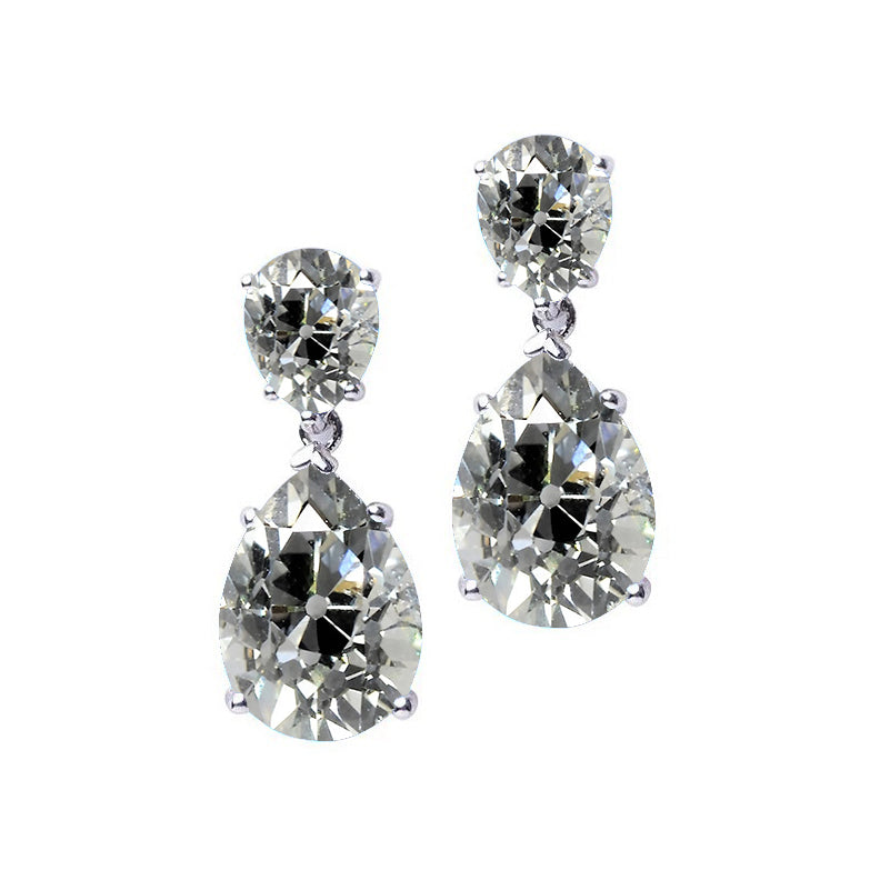 Drop Earrings 14 Karat White Gold with Fine Diamond – main view