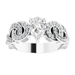 Pear Old Cut Genuine Natural Earth Mined Diamond Engagement Ring Knot Style White Gold 5.70 Carats