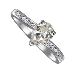 Real Pavé Fine Diamond Solitaire Ring with Accents 1.50 ct