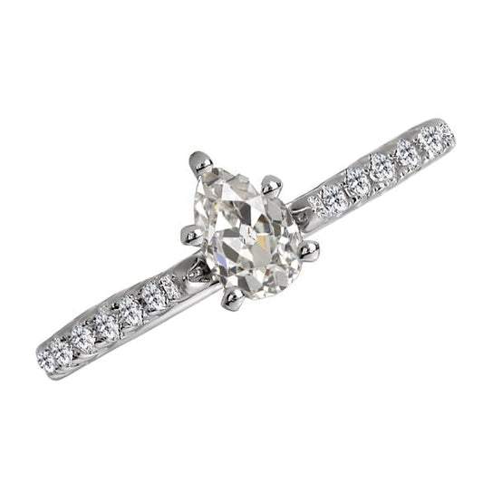 Earth-Mined Brilliant Diamond Solitaire Ring with Accents – main view