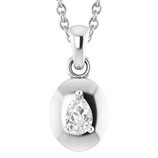 Pear Old Mine Cut Real Diamond Pendant white Gold 14K 1.50 Carats