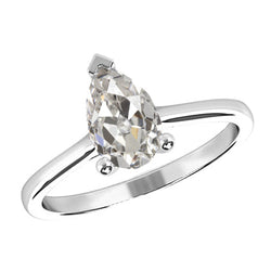 Diamond Old Mine Cut Solitaire Ring 2 ct in 14 Karat White Gold
