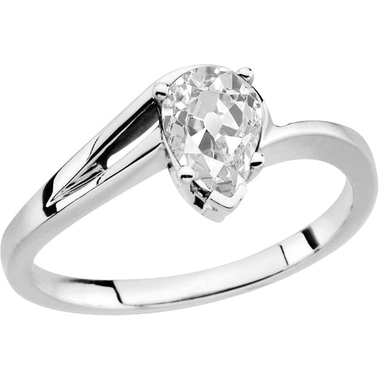 Solitaire Engagement Ring 14K White Gold with Brilliant Diamond – main view