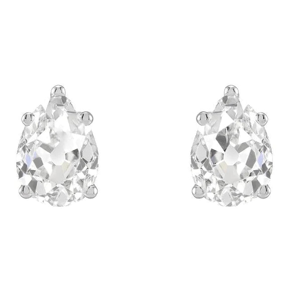 Pear Old Miner Real Diamond Gold Studs Solitaire Earrings 6 Carats