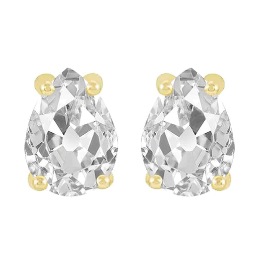 Pear Old Miner Real Diamond Studs 8 Carats Yellow Gold Prong Set