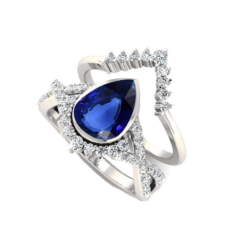 Precious Stone Ring 14 Karat White Gold with Cornflower Blue Sapphire – main view