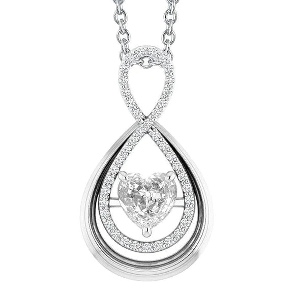 Pear Shaped Natural Diamond Pendant Round & Heart Old Miner 3.50 Carats 14K