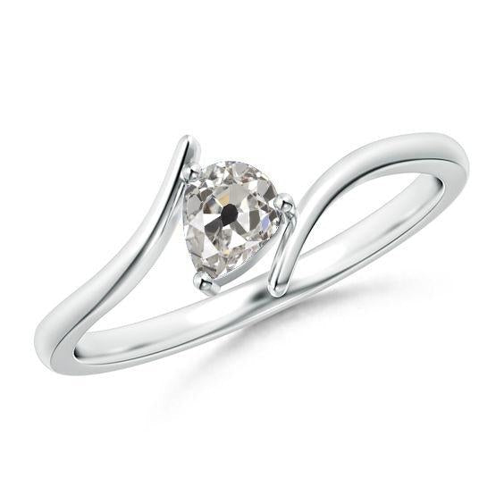 Pear Solitaire Old Miner Real Diamond Ring 1.50 Carats Prongs Tension Style - Solitaire Ring-harrychadent.ca