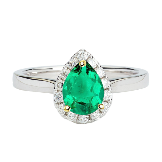Colored Stone Ring 14K Two Tone Gold with Emerald – main view
