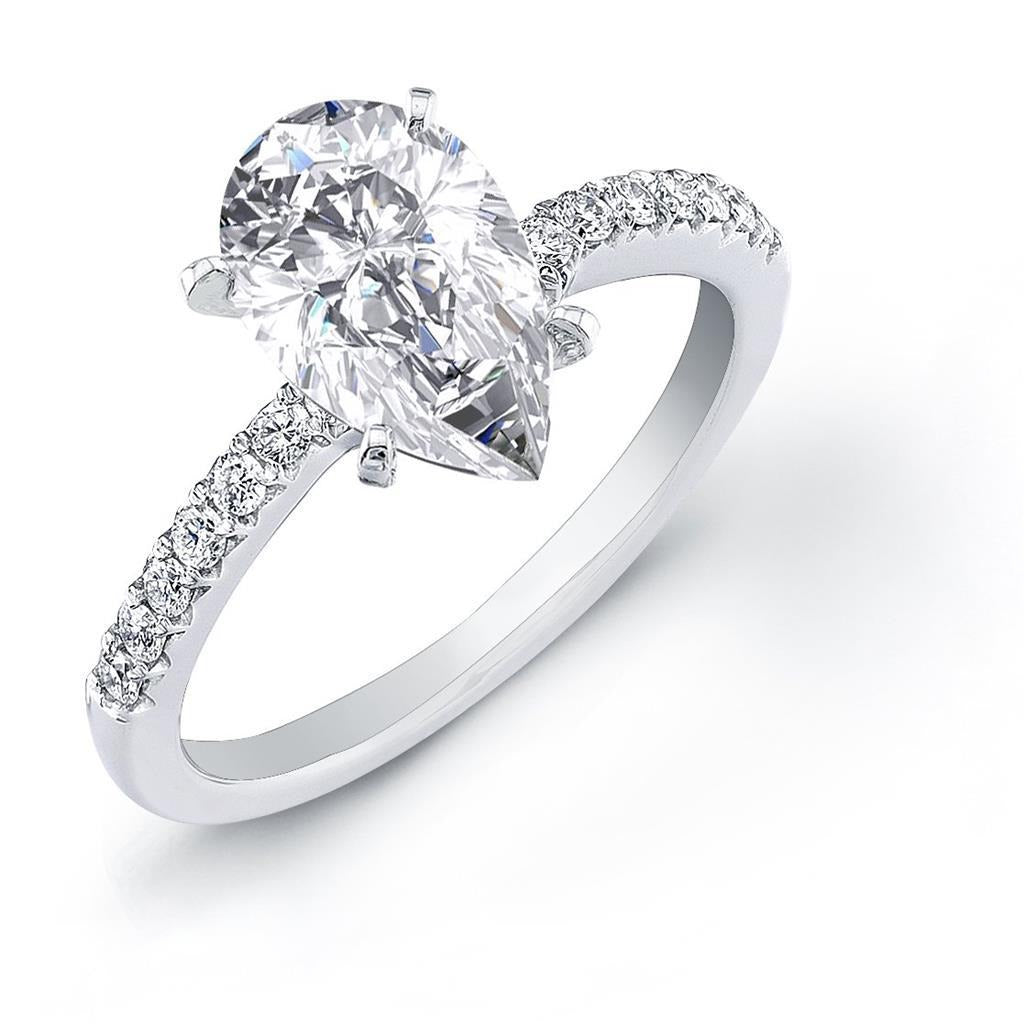 Pear & Round 3.50 Carats Genuine Diamond Ring With Accents