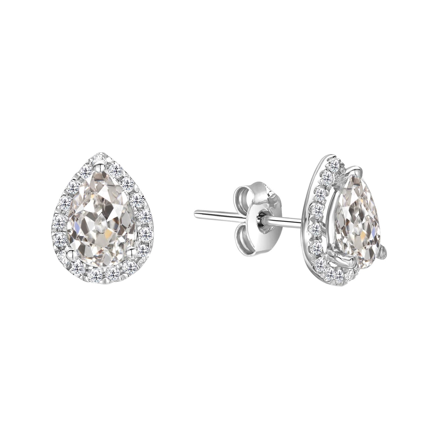 Fine Diamond Stud Earrings 3-ct 14K White Gold – main view