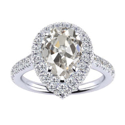 14K White Gold Anniversary Ring Diamond Halo Ring 3.50 ct