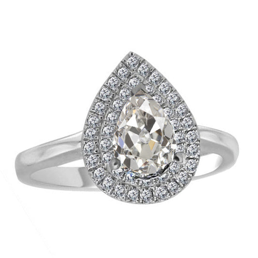 Diamond Halo Setting Ring 3-ct 14K White Gold – main view