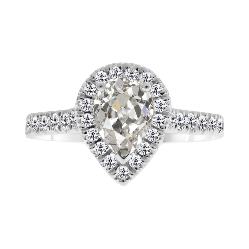 Diamond Halo Engagement Ring 2-ct 14K White Gold – main view