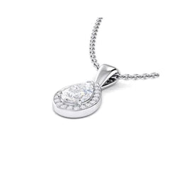 Pear & Round Shaped Real Diamond Necklace Pendant 1.70 Carat White Gold 14K