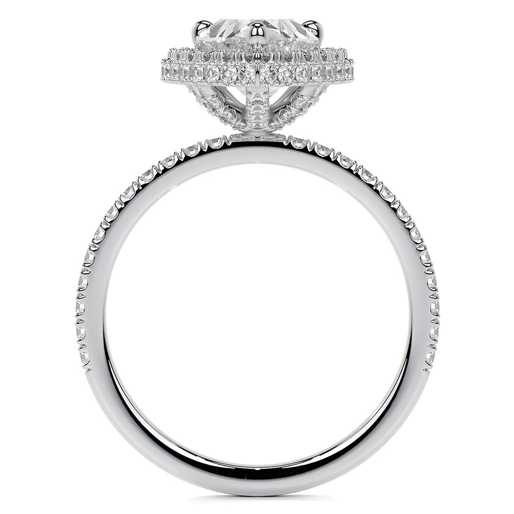 Natural Diamond Halo Ring – profile view