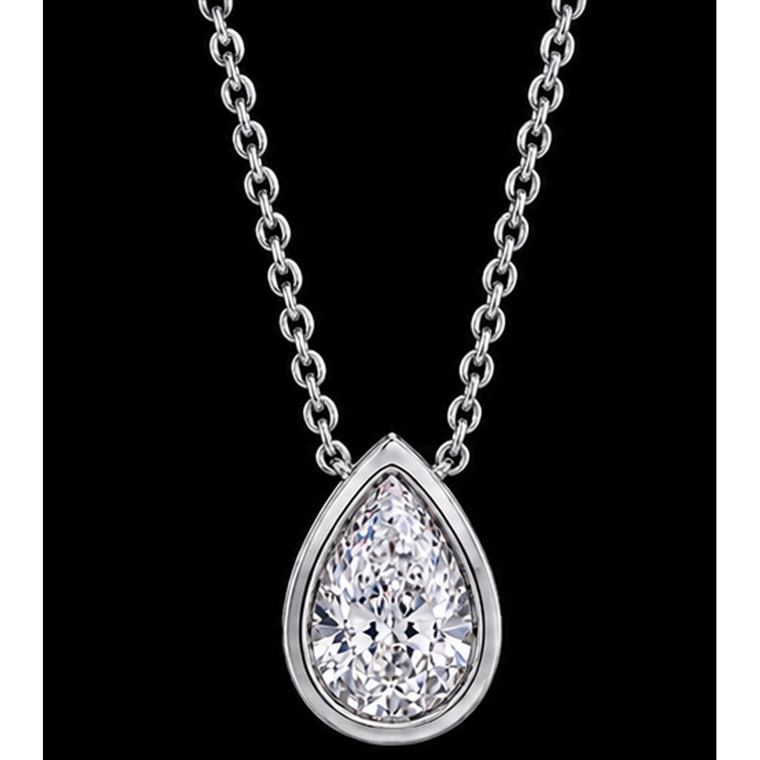 Pear Shape 1 Carat Lab Grown Diamond Pendant White Gold 14K