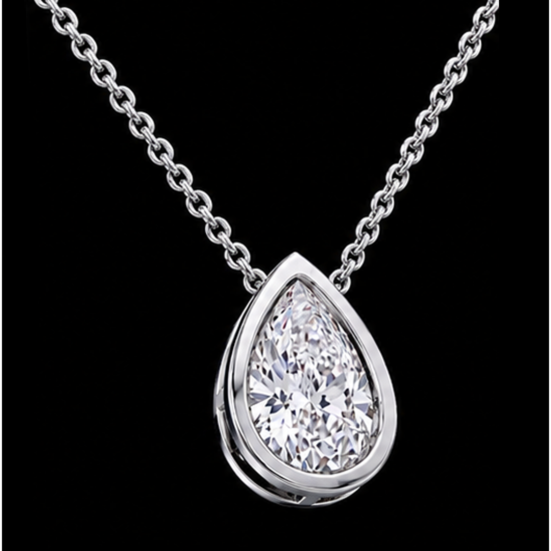 Pear Shape 1 Carat Lab Grown Diamond Pendant White Gold 14K