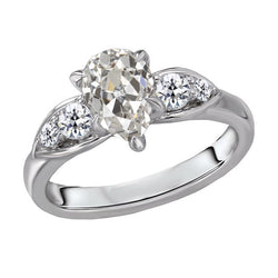 Natural Fine Diamond Three Stone Ring 1.50 ct – 14K White Gold
